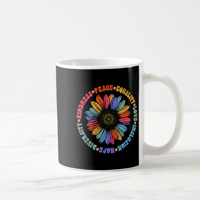 Världsfredsanhängare Solsicker Blommig Outfit Vänl Kaffemugg (Höger)