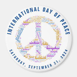 Världsfredsdagen Fredstecken Ord Cloud Magnet