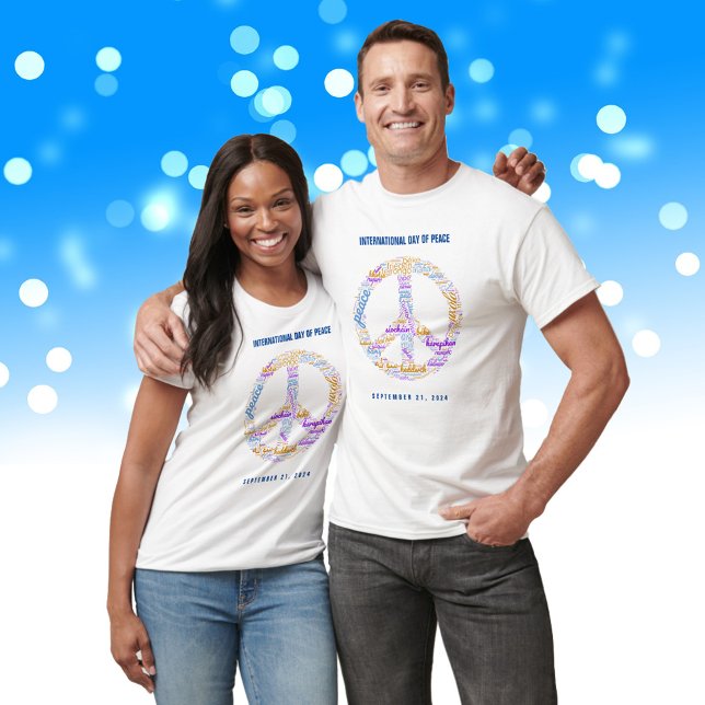 Världsfredsdagen Fredstecken Ord Cloud T Shirt (World Peace Day Shirt (Unisex) 
Cover Photo.)