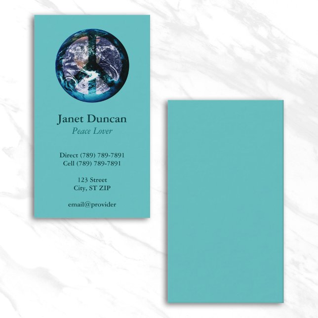 Världsfredssymbol Konst på turkos Visitkort (World Peace Symbol Art on Teal Business Card)