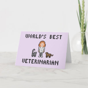 Världshälsningskort för bästa kvinnliga veterinär kort