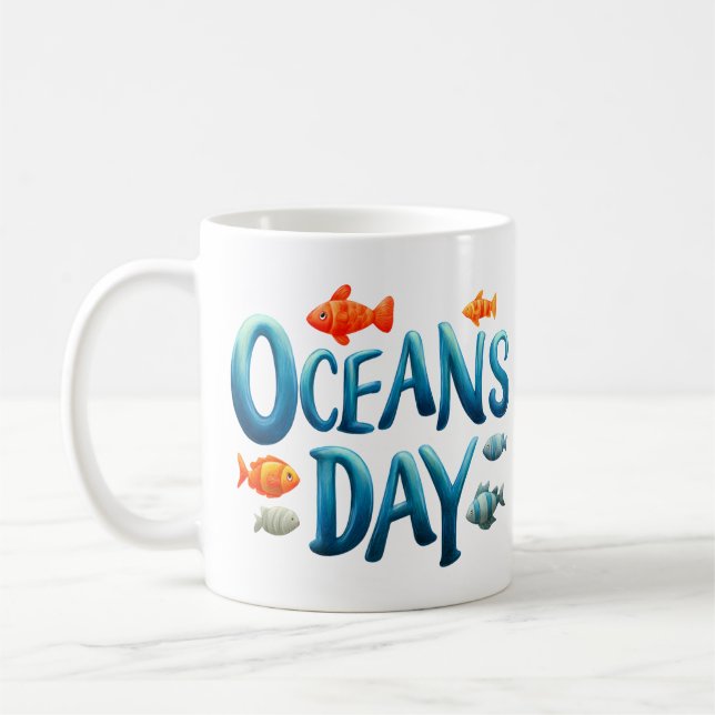 Världshälsodagen - Havets dag Firande med fisk Kaffemugg (Vänster)