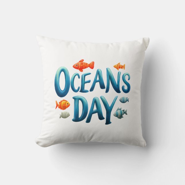 Världshälsodagen - Havets dag Firande med fisk Kudde (Framsida)