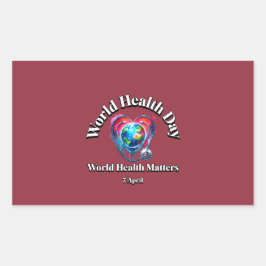 Världshälsofrågor. Världshälsodagen. Rektangulärt Klistermärke
