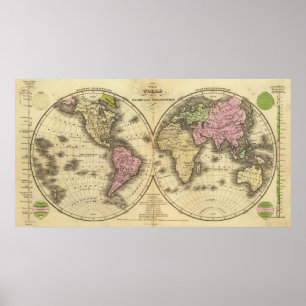 Världshälsoorganisationens hemisphere karta poster