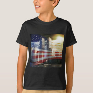 Världshandel centrerar med flagga t-shirt
