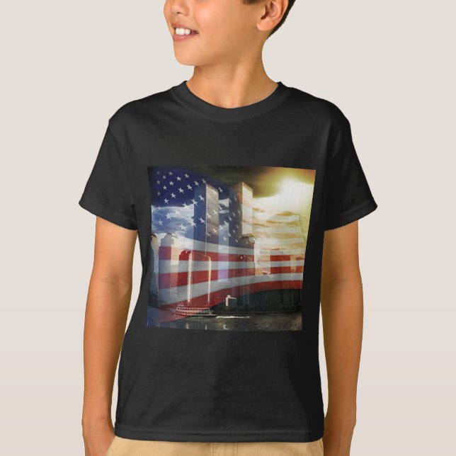 Världshandel centrerar med flagga t-shirt (Framsida)