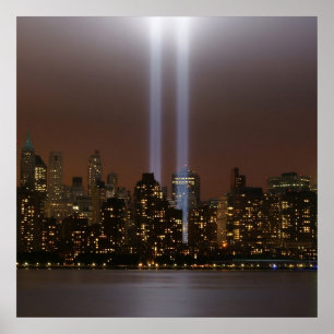 Världshandel centrerar tribute i ljust i New York. Poster