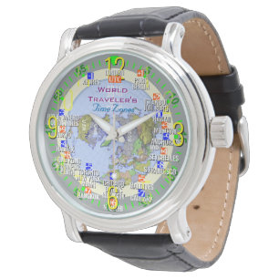 Världshandelsresande Time zonplanerar Armbandsur