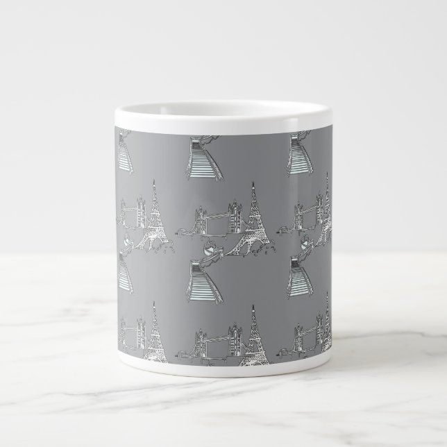 Världsikoner Grå    Jumbo Mugg (Framsidan)