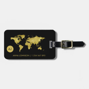 Världsjorden Karta Travel Monogram Namn Bagagebricka