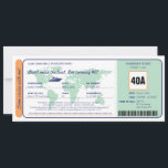 Världskaraktären Birthday Boarding Pass Biljett Inbjudningar<br><div class="desc">World Map with Cruise Frakt Boarding Pass biljett för din födelsedagsinbjudan. Med en världskarta i bakgrunden. Färg är i Orange, blått och Ljust grönt. Om du har några ändringar som behövs i den här designen eller layouten (färg etc.) kan du bara e-posta paula@labellarue.com INNAN DU PLACERAR EN ORDER så att...</div>