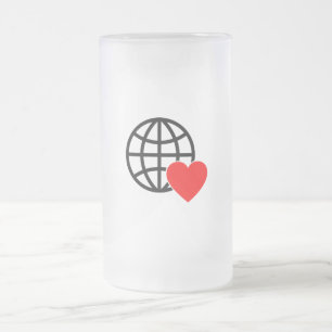 Världskärleksklots ikon Hjärtjord sommar design Frostat Ölglas