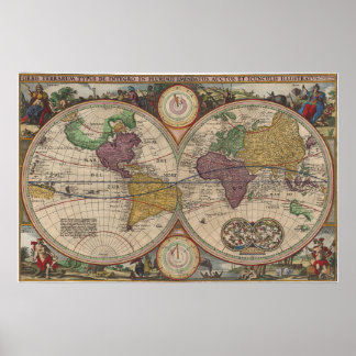 Världskarta 1657 poster