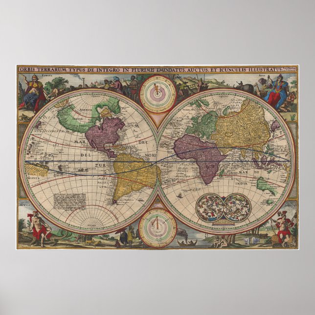 Världskarta 1657 poster (Framsidan)