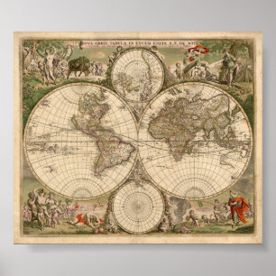 Världskarta 1689 poster