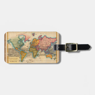 Världskarta 1780 Bonne Antique Planisphere  Bagagebricka