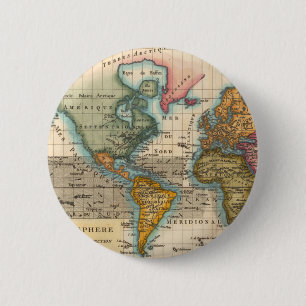 Världskarta 1780 Bonne Antique Planisphere  Knapp