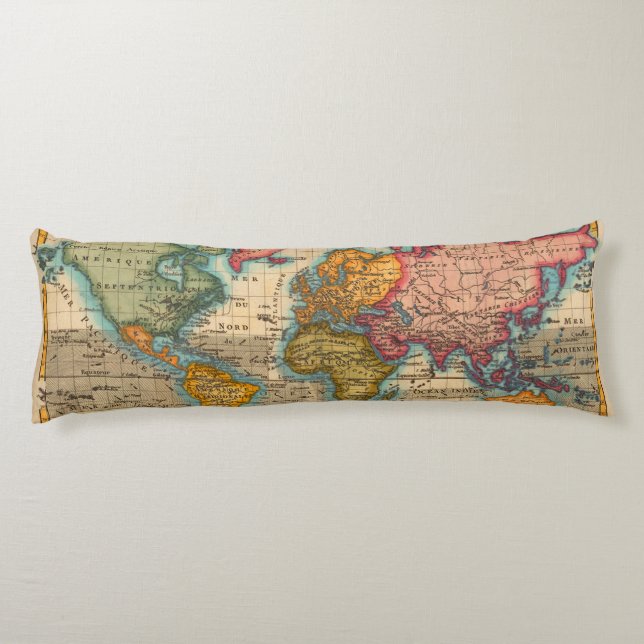 Världskarta 1780 Bonne Antique Planisphere  Kroppskudde (Baksidan)