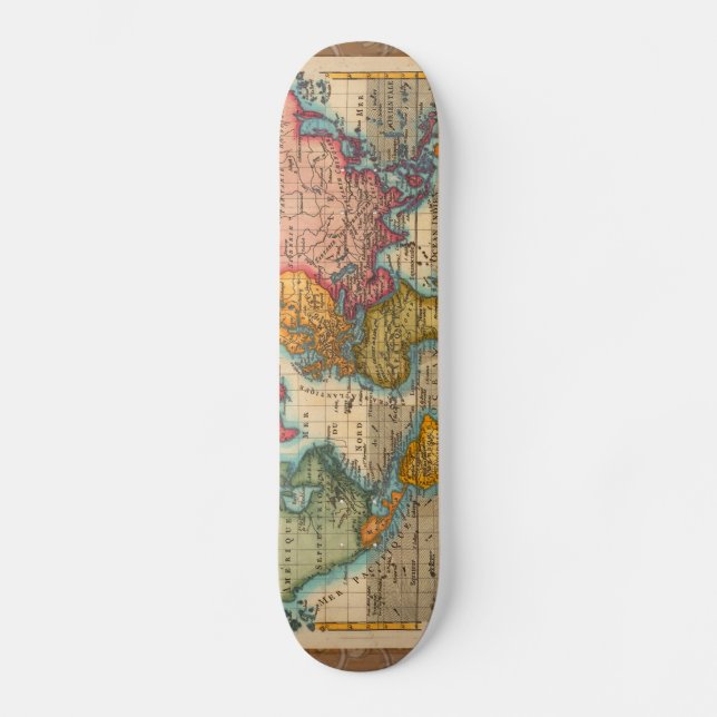 Världskarta 1780 Bonne Antique Planisphere  Mini Skateboard Bräda 18,5 Cm (Framsida)
