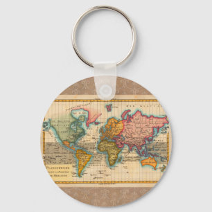 Världskarta 1780 Bonne Antique Planisphere  Nyckelring