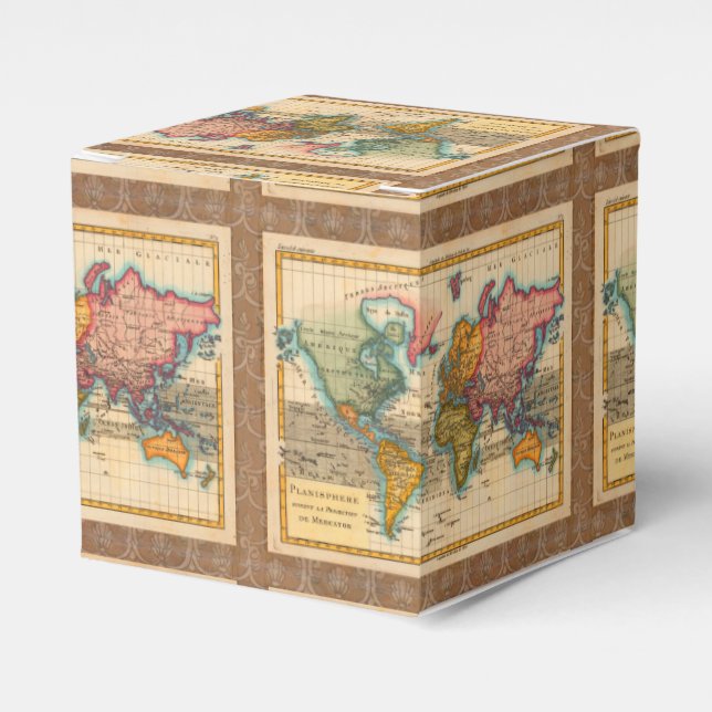 Världskarta 1780 Bonne Antique Planisphere  Presentaskar (Framsidan Sidan)