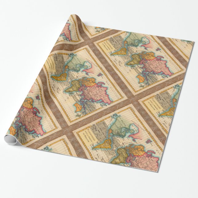 Världskarta 1780 Bonne Antique Planisphere  Presentpapper (Utrullad)