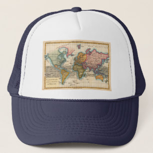 Världskarta 1780 Bonne Antique Planisphere  Truckerkeps