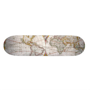 VÄRLDSKARTA, 17th ÅRHUNDRADE Mini Skateboard Bräda 18,5 Cm