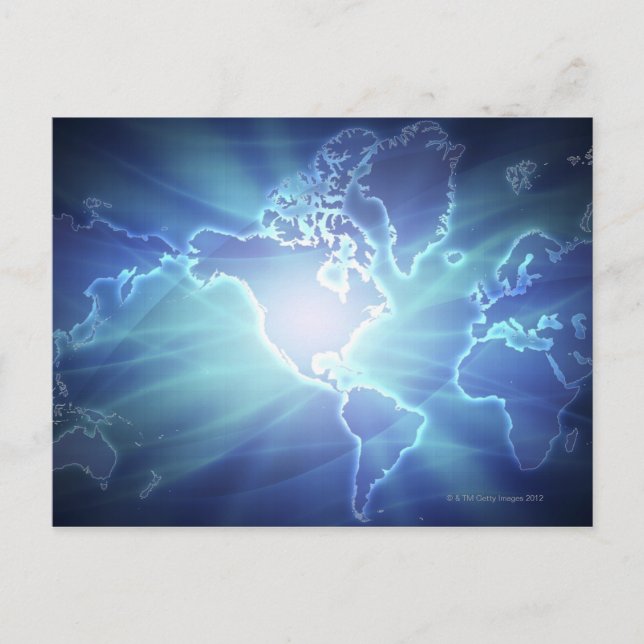 Världskarta 6 vykort (Framsida)