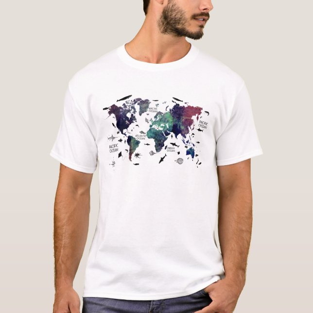 världskarta 7 tee shirt (Framsida)