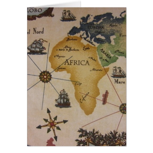 Världskarta - Afrika Hälsningskort (Framsidan)