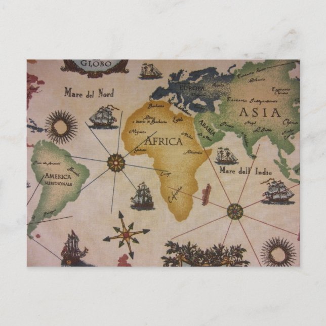 Världskarta - Afrika Vykort (Framsida)