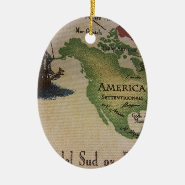 Världskarta - Amerika Julgransprydnad Keramik (Framsidan)