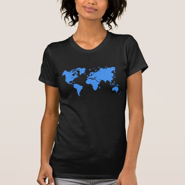 Världskarta - Baby blue Tee Shirt (Framsida)