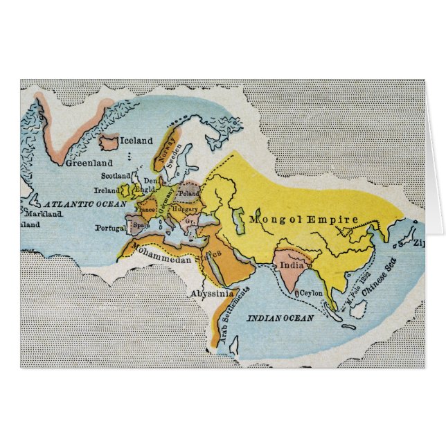 VÄRLDSKARTA, c1300. Hälsningskort (Framsidan Horizontal)