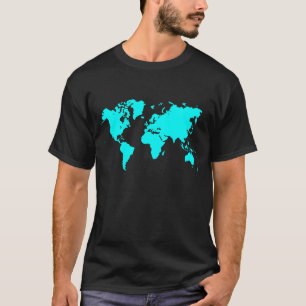 Världskarta - cyan t-shirt
