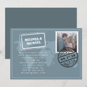 Världskarta Destination Bröllop Förlovningsfest Inbjudningar