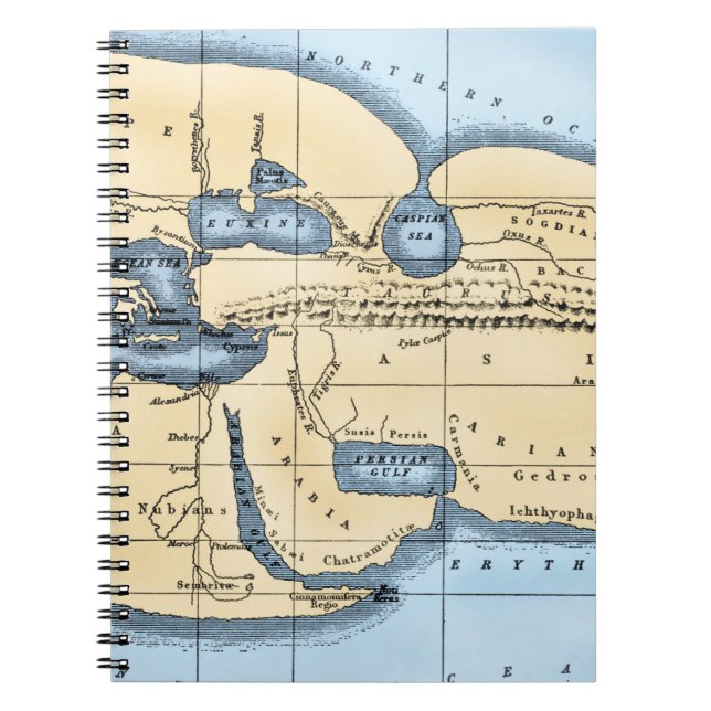 VÄRLDSKARTA: ERATOSTHENES ANTECKNINGSBOK MED SPIRAL (Framsidan)