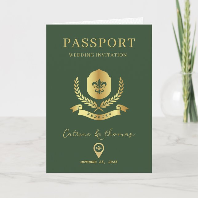 Världskarta för bröllpsdestination pass Invitation Inbjudan (Framsida)