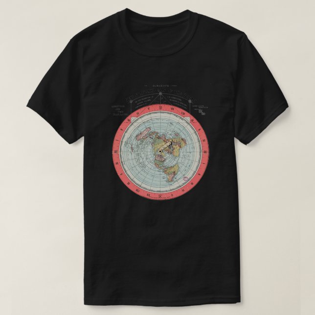 Världskarta för det platta jordsamhället t shirt (Design framsida)