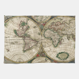 Världskarta från 1689 kökshandduk