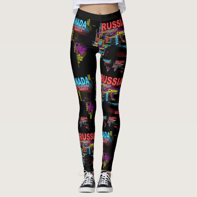 Världskarta från Land Namn Leggings (Framsida)