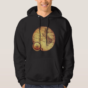 världskarta Gamla World Nautical REtro-vintagen Hoodie