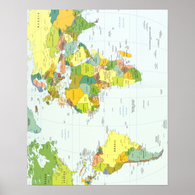 världskarta+glob+land+atlas poster (Framsidan)