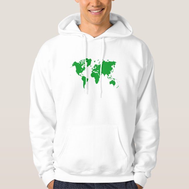 Världskarta - Grönten Grass Sweatshirt Med Luva (Framsida)