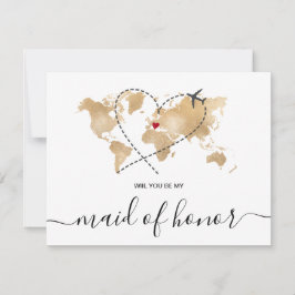 Världskarta Guld Kommer Du Att Vara Min Brudtjänst Inbjudningar
