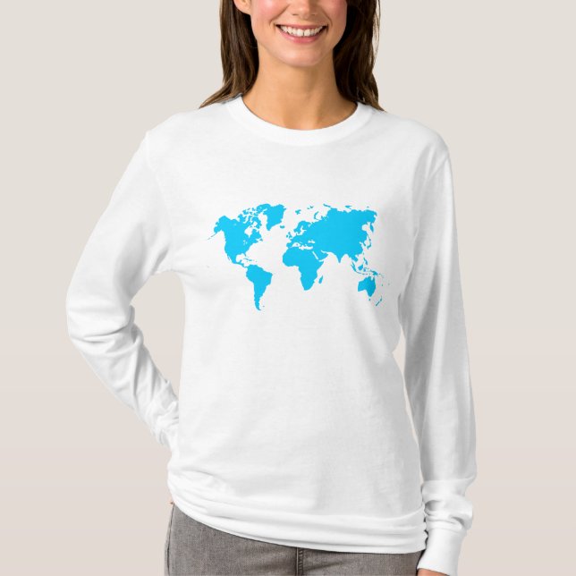 Världskarta - Himlar Blue T Shirt (Framsida)