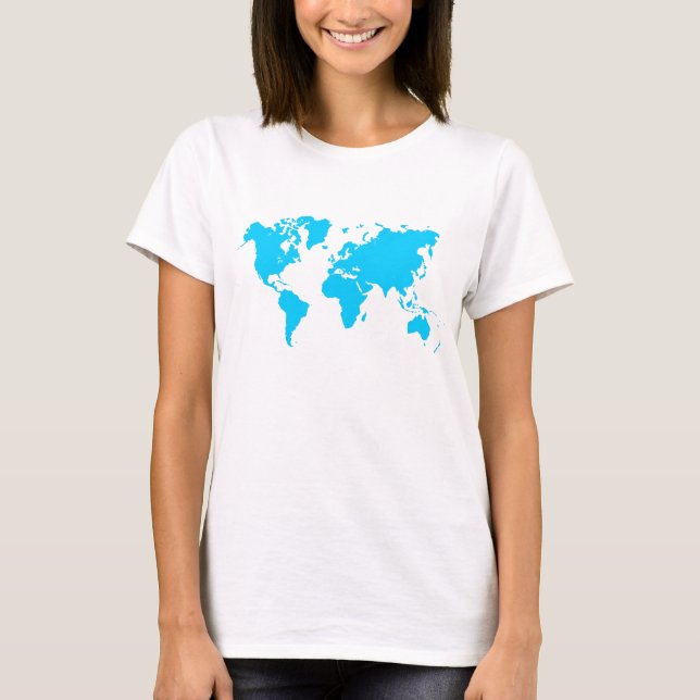 Världskarta - Himlar Blue T Shirt (Framsida)