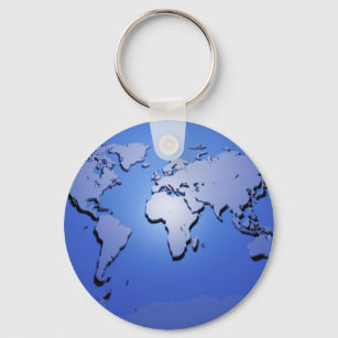 Världskarta i blått nyckelring
